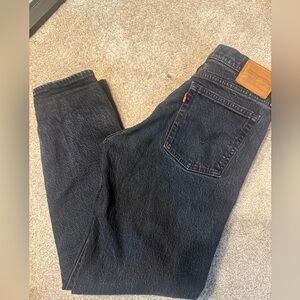 Levi's Wedgie Straight Womens Jeans Black/dark denim Wash Button Fly 27